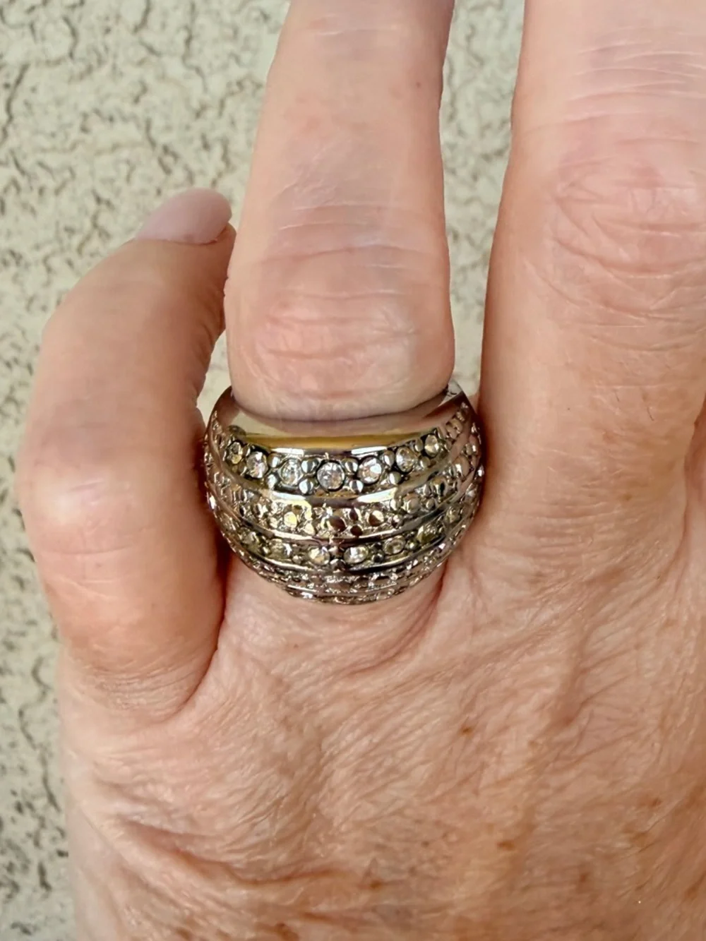 Bold Dome Clear Stone Pave Statement Ring in Silver-Tone